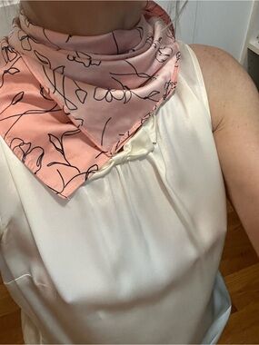 Pink Silky Floral Bandana Scarf